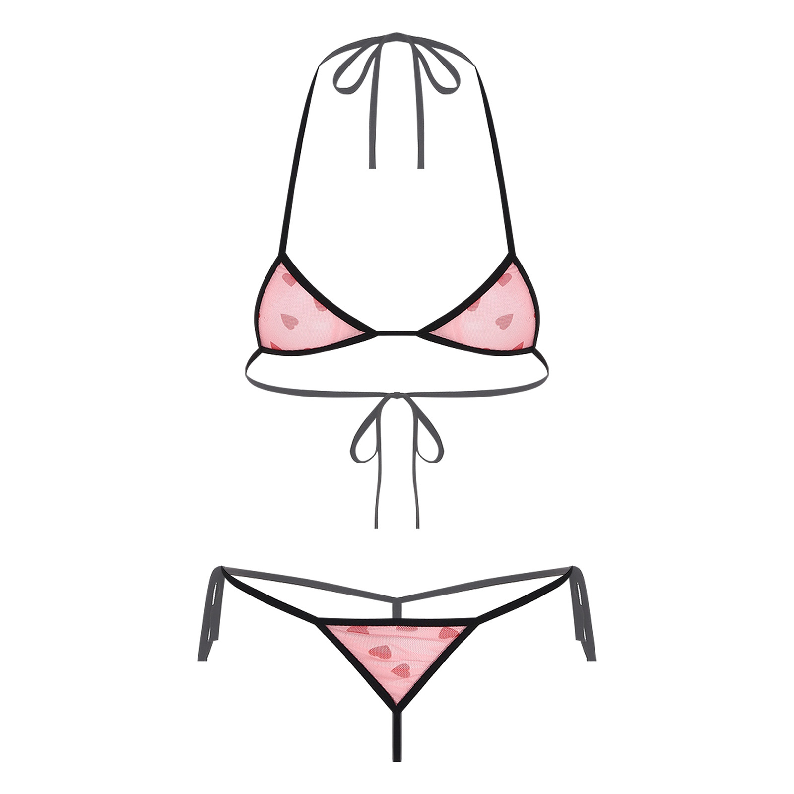Sheer Mesh Bra - Mulheres micro mini biquíni lingerie conjunto