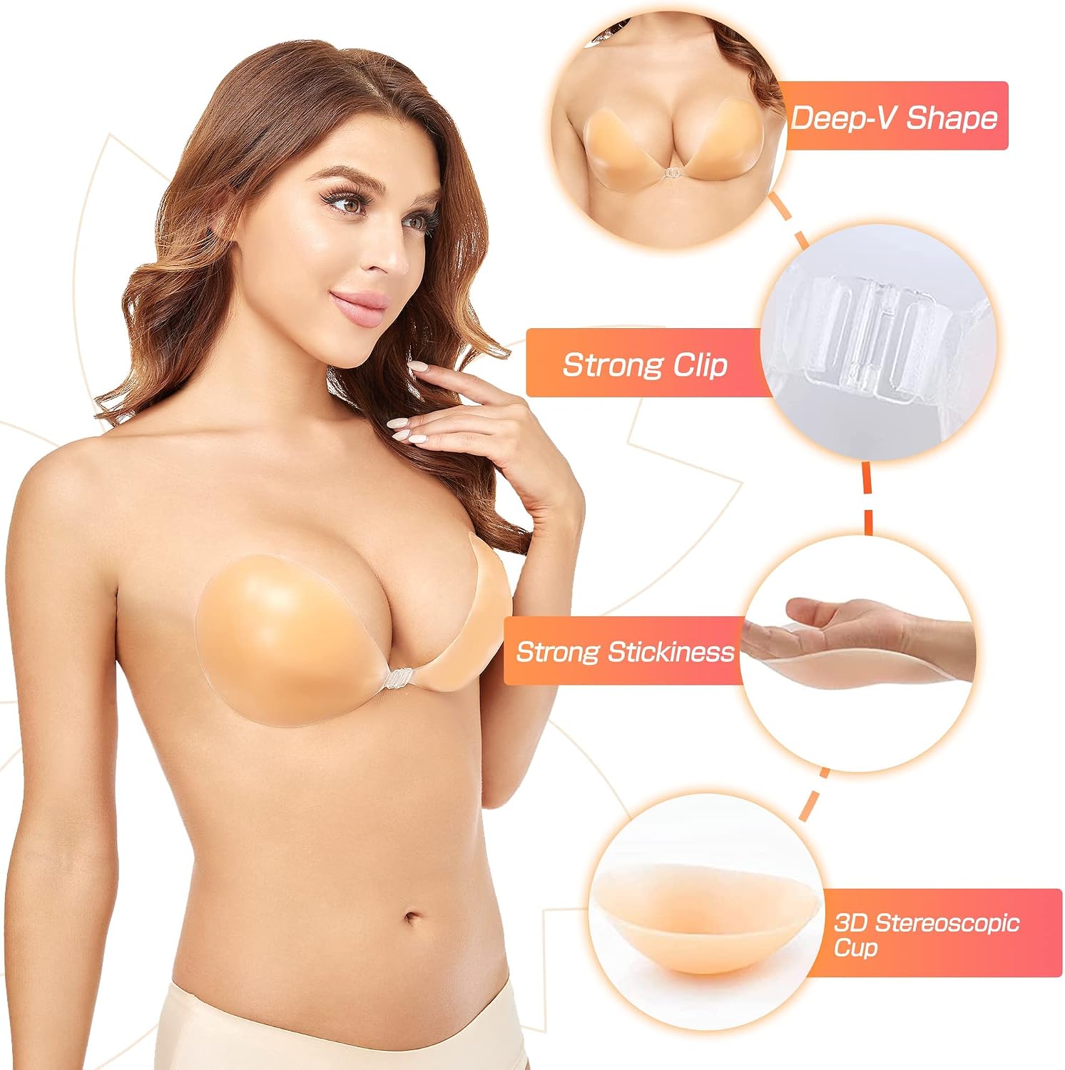 Sutiã de Silicone Sólido Sem F - Strapless Bra Adhesive avaliação e preço
